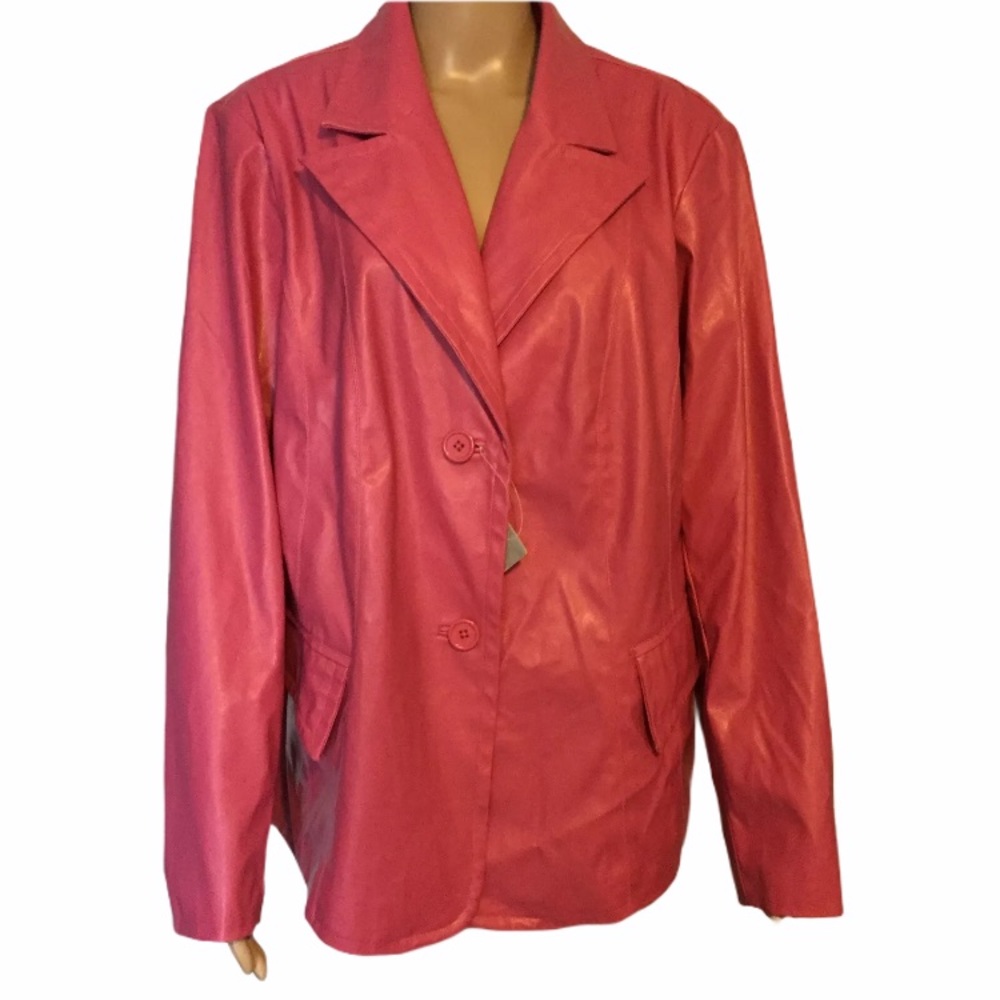 Mark Mattis 1X Pink Faux Leather Button Front